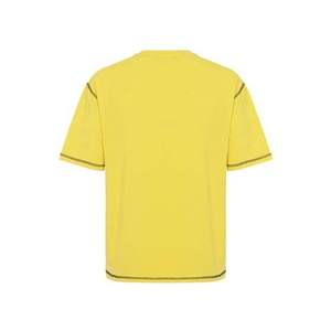 Camiseta Amarilla de Manga Corta para Hombre con Estampado de Cara Triste de Dibujos Animados, Corte Regular, Cuello Redondo, Informal, Tejido de Punto, 100% Algodón - Product Image 2