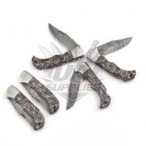 Lot 100 Wholesale Damascus Steel Back <b>Lock</b> Folding Pocket Knife EDC Vintage Folder Wood Handle Industrial Grade OEM Available - Product Image 3