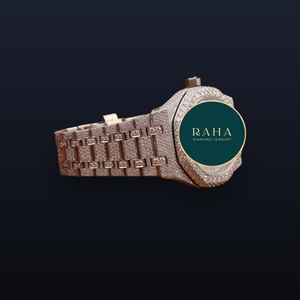 Montre de luxe RAHA avec diamants, boîtier 46 mm, verre saphir, chronographe analogique à quartz, bracelet en acier inoxydable, fermoir déployant 20 mm, étanche - Product Image 3