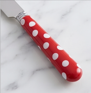 Ensemble de couverts rouges à pois, 5 pièces, en acier inoxydable, passe au lave-vaisselle, manche au design mignon, vaisselle de fête en plastique - Product Image 2