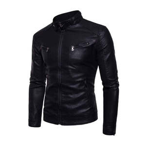 Veste en cuir imperméable et écologique de style motard classique pour hommes, avec logo frontal, pour motards et hommes modernes - Product Image 4