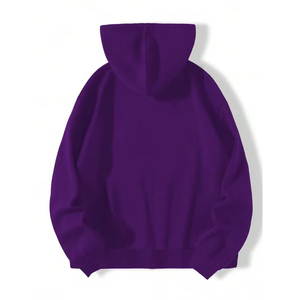 Sudadera con Capucha Morada para Hombre, Corte Regular, Color Sólido, Informal, Tejido French Terry, para Otoño, con Pedrería Premium - Product Image 4