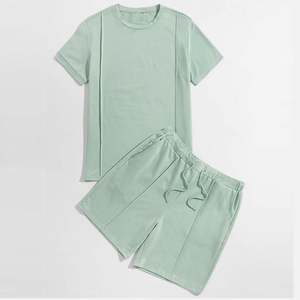 Ensemble T-shirt et short respirant pour homme, collection été 2026, tendance, pour la course à pied, vente en gros, hauts à manches courtes et pantalons assortis - Product Image 1