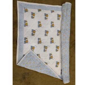 New Arrival Premium Elegant All-Season Super Soft Hand <b>Block</b> Print Jaipuri Skin-Friendly 100% Cotton Baby <b>Bed</b> Quilt 60x40" - Product Image 1