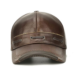 Gorra de Béisbol de Cuero Genuino de Lujo para Mujer, Gorra de Moda Urbana, Gorra de Cuero Auténtico Estilo Dad, Lavado Vintage Desgastado - Product Image 1