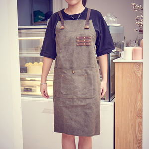 Delantal de Trabajo de Lujo de Lona y Cuero Premium, con Correa Ajustable, para Chef, Barbacoa, Barbero, Carpintero, Taller, Delantal Utilitario Impermeable para Herramientas - Product Image 1