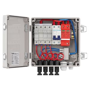 Quadro di Combinazione Fotovoltaico 4 Stringhe con Fusibile da 10A e Interruttore Automatico da 63A con Scaricatore di Fulmini per Connessioni Solari - Product Image 1