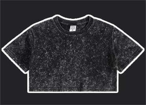 เสื้อยืดครอปผู้หญิงสไตล์วินเทจ ผ้าฝ้าย แขนสั้น ล้างสีแบบแอซิดวอช เสื้อครอปท็อปสั่งทำพิเศษสำหรับผู้หญิง - Product Image 5