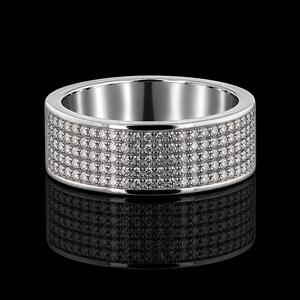 Gold Lab Grown Round Brilliant Cut Diamond Luxury 9-22KT IGI Certified Wide Band Pav <b>Mens</b> Statement <b>Ring</b> for Party Gift - Product Image 2