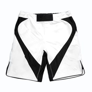 Shorts MMA pour hommes, séchage rapide, confortables, légers, couleur blanche, bandes noires, ouverture latérale avant, arts martiaux, extensibles dans quatre directions - Product Image 3