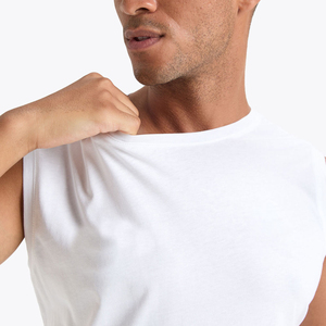 Camiseta sin Mangas Blanca para Hombre, Cuello Redondo, Algodón Sólido, Ropa Casual, Gimnasio, Camiseta Deportiva para Hombre - Product Image 4