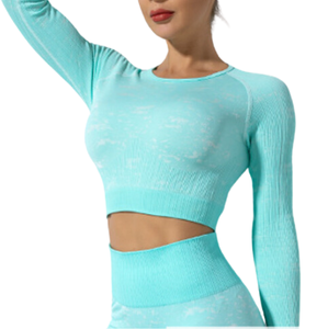 Ensembles de yoga en tissu spandex à manches longues pour femmes - Product Image 1