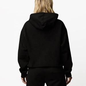 Sudadera con capucha extragrande de algodón 100% personalizada, transpirable, con cremallera, estilo urbano para mujer en invierno - Product Image 2