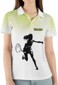 Camiseta deportiva de tenis para mujer, con cuello redondo, de secado rápido, transpirable, de punto, con estampado, informal, estética, con media cremallera frontal. - Product Image 3