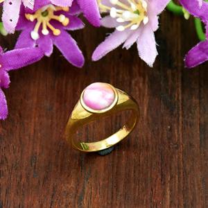 Anillo de Turquesa Rosa Ostra, Banda de Oro Vermeil de 18K, Joyería Hecha a Mano, Regalo para Ella - Product Image 5