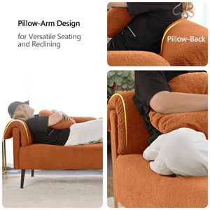 Canapé moderne en laine d'agneau de 68,5 pouces avec coussins décoratifs pour les petits espaces de vie - Product Image 4