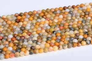 Perles d'agate Crazy Lace Orange Crème, pierres précieuses naturelles authentiques, brin complet de perles rondes en vrac, vente en gros - Product Image 4