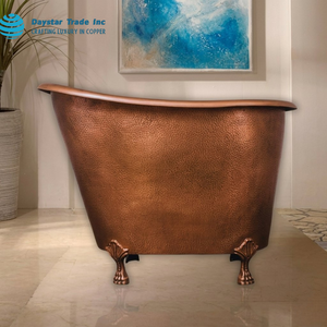 Baignoire autoportante ovale moderne en cuivre martelé, artisanale, durable, de luxe, de la marque Daystar Trade, design écologique, logo personnalisable - Product Image 1