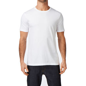 Tops en coton respirant à col rond pour hommes, t-shirts unis à col rond, t-shirts blancs décontractés confortables, t-shirts à col rond pour hommes - Product Image 5