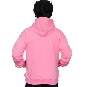 Sweat à capuche zippé pour homme en coton et élasthanne, imprimé personnalisé, tissé, délavé vintage, rose pastel, coupe oversize - Product Image 3