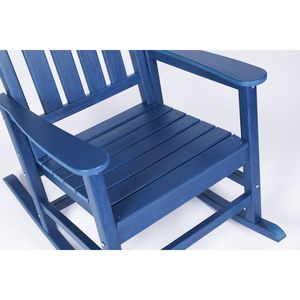 Set da Giardino 3 Pezzi per Tutte le Stagioni con 2 Sedie a Dondolo e Tavolino Laterale Effetto Legno Blu Navy - Product Image 5