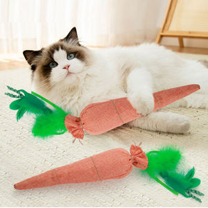 Wholesale Cute Burlap Material Carrots With Catnip Pet <b>Cat</b> Chew Toys PP Cotton <b>Cat</b> <b>Plush</b> Toy Linen Catnip Pet Supplies - Product Image 1