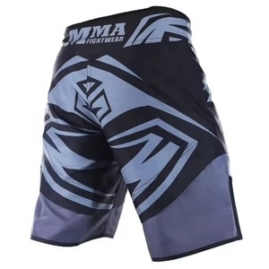 Pantalones Cortos Deportivos MMA para Hombre, Color Negro y Azul, con Estampado por Sublimación, Absorción de Humedad, Ajuste Atlético - Product Image 2
