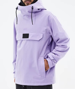 Men's <b>Purple</b> Hooded Waterproof <b>Ski</b> <b>Jacket</b> With Drawstring Closure And Front Pocket - Product Image 1