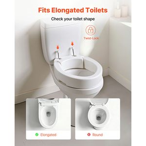 Asiento de Inodoro Elevado con Capacidad de Carga de 300 Libras y Altura de Elevación de 3.5 Pulgadas, Orificio Ampliado, Equipo de Seguridad para Baño - Product Image 3