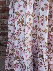 New Arrival Indian Hand Block Printed White Cotton Long <b>Skirt</b> Dress for Women Casual Style <b>Elastic</b> Waistband Breathable <b>Skirt</b> - Product Image 3