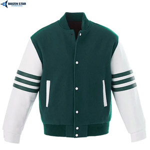 DAIZAN <b>STAR</b> INTERNATIONAL Men Varsity <b>Jacket</b> Canvas Polyester/Cotton Breathable Purple White Sleeve Solid Color Casual Stand - Product Image 5