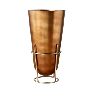 Vase en métal martelé moderne, forme elliptique, finition sculptée à la main, décoration intérieure pour fleurs ou plantes vertes - Product Image 3