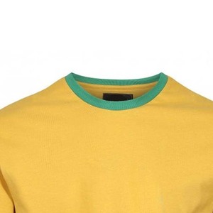 T-shirts pour hommes de couleur jaune avec bordure verte, manches courtes, vente en gros, best-seller - Product Image 4