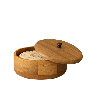 Boîte à roti indienne moderne en bois, durable, couleur marron, avec couvercle, en bois naturel de qualité alimentaire, pour mariage, restaurant, vaisselle de table - Product Image 2