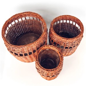 Juego de Jarrones de Ratán Tejidos a Mano, Macetas de Mimbre Ecológicas, Jarrones de Piso Rústicos Estilo Boho para Decoración del Hogar, Sala de Estar, Hotel, Boda - Product Image 5