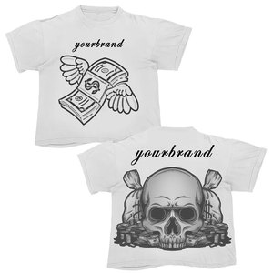 YOURBRAND Men's Black Short Sleeve <b>T</b>-<b>Shirt</b> Skull Pattern O-Neck Regular Fit <b>Punk</b> Style Printed Cotton Jersey - Product Image 4