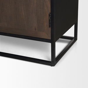 Gabinete Arqueado de Madera y Metal en Color Marrón Oscuro y Negro - Product Image 5