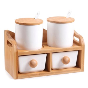 ที่จัดเครื่องเทศไม้มะม่วงเพ้นท์ลายด้วยมือ พร้อมภาชนะสแตนเลส ขายส่ง - Product Image 2