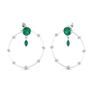 REYES Precio al por Mayor Pendientes de Aro de Plata de Ley 925 con Moissanita Corte Redondo 8.74 Gema Esmeralda Regalo de Boda Joyería Fina - Product Image 1