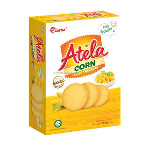 Craquelins de maïs croustillants HALAL Atela 342g Produit FMCG faible en gras du Vietnam Biscuits sucrés salés en boîte Sachet emballage bon prix - Product Image 5