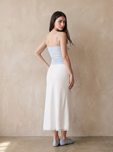 Jupe longue sirène moulante pour femme, ourlet en dentelle cils délicats, taille haute décontractée, respirante, Spandex/Polyester VANESSA - Product Image 3