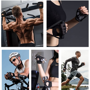 <b>Half</b> Finger Gym Gloves Breathable Lightweight Vinyl Adjustable Wrist Strap Non <b>Slip</b> Fitness Weight Lifting Training Unisex - Product Image 5