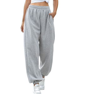 Women's Winter Oversized Flat Front Breathable 100% Cotton Sweatpants with Drawstring Closure cheap price with custom OEM - Product Image 1