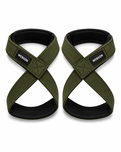 Sangles de levage légères en néoprène Webson Figure 8, vert olive, antidérapantes, pour la musculation, unisexes, personnalisables - Product Image 1