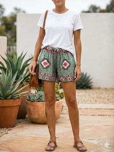 Shorts de bain pour femmes, taille élastique, taille mi-haute, respirant, mélange de coton, coupe classique, écologique, séchage rapide - Product Image 5