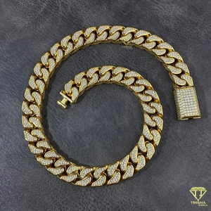 Cadena de Eslabones Cubanos Miami Gruesos de Plata de Ley 925 con Diamantes de Moissanita, Joyería Geométrica Hip Hop para Hombre - Product Image 5