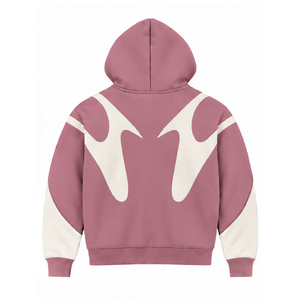 Dusty Pink Contrast Panel <b>Zip</b> Up <b>Hoodie</b> Men Streetwear Full Zipper Long Sleeve Casual Fleece Hooded Jacket With <b>Pockets</b> - Product Image 2