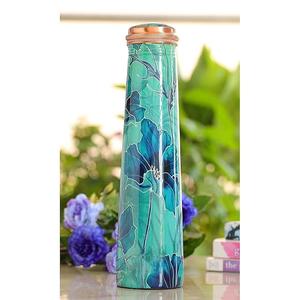 Bouteille d'eau potable en cuivre pur 100% imprimée par un designer, 900 ml, qualité export, bouteille en cuivre ayurvédique anti-fuite d'Inde, en solde - Product Image 1