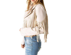 Ivoire Vintage daim cuir frange gland culture femmes vestes Boho Western Cowboy Style à manches longues revers automne respirant - Product Image 4