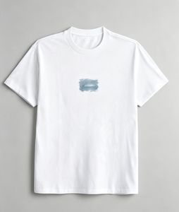T-shirt en coton vert sarcelle pour homme, manches courtes, col rond, motif feuille brodé, coupe classique, style décontracté - Product Image 2